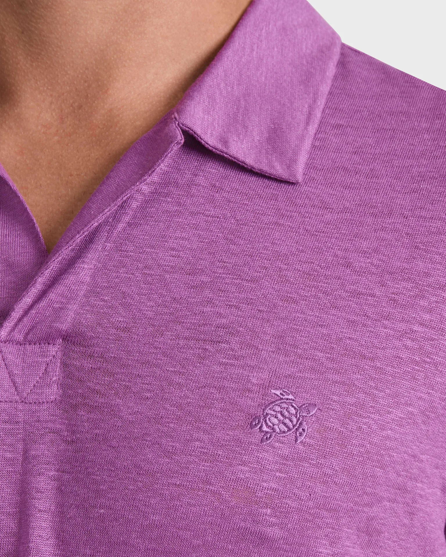 Vilebrequin - Einfarbiges Polohemd Aus Leinenjersey Für Herren - Polohemd - Pyramid - Violett - Größe M – Bild 5