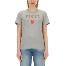 Pucci - Grey Logo T-Shirt With Classic Crew Neckline - Größe XS - grau Pucci - Grey Logo T-Shirt With Classic Crew Neckline - Größe XS - grau