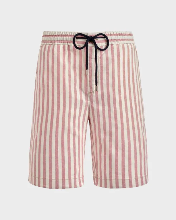 Vilebrequin - Gestreifte Bermudashorts Aus Baumwolle Und Leinen Für Herren - Bermuda - Levant - Rosa - Größe 30 Vilebrequin - Gestreifte Bermudashorts Aus Baumwolle Und Leinen Für Herren - Bermuda - Levant - Rosa - Größe 30