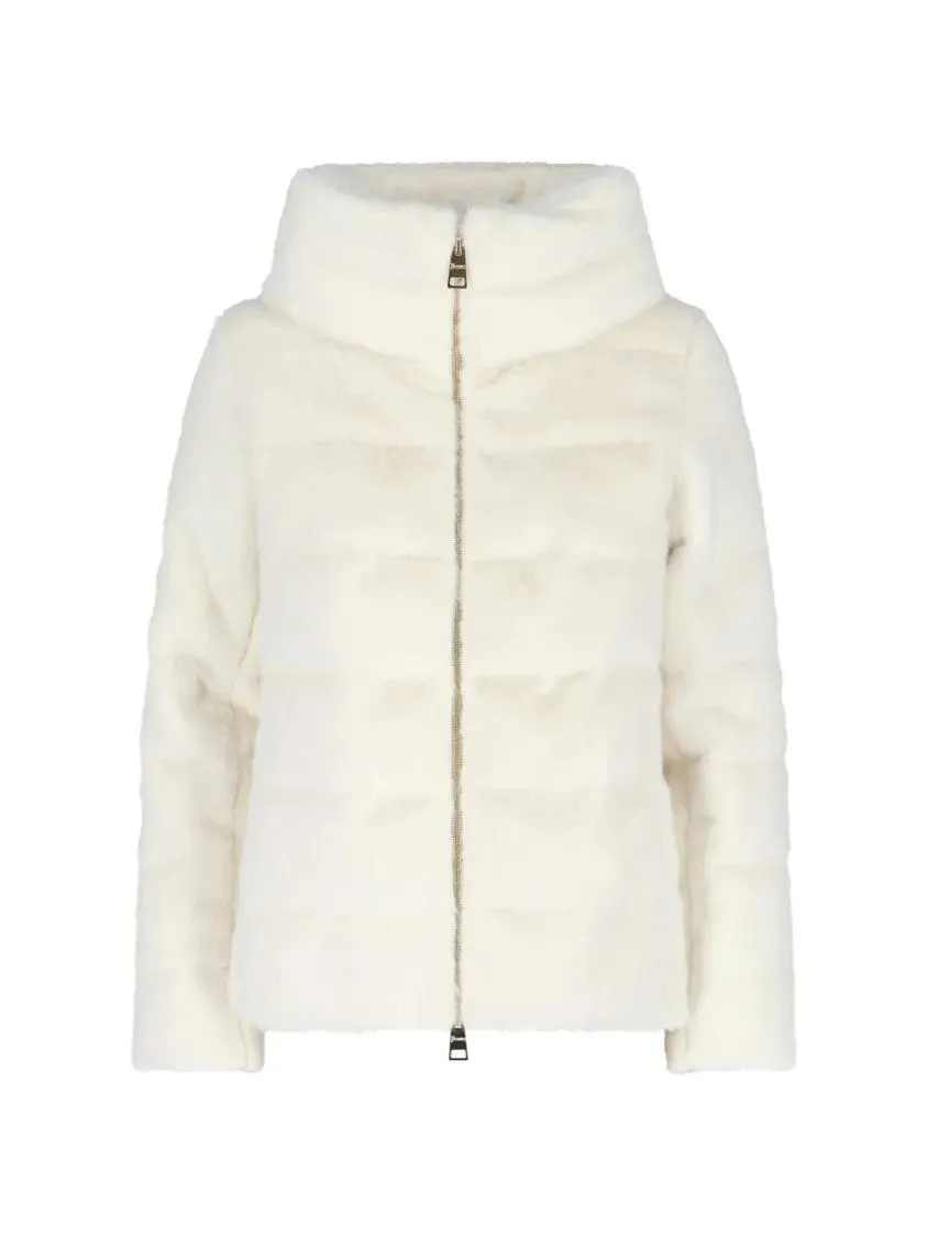 Herno - Faux Fur Puffer Jacket With High Collar - Größe 40 - weiß Herno - Faux Fur Puffer Jacket With High Collar - Größe 40 - weiß