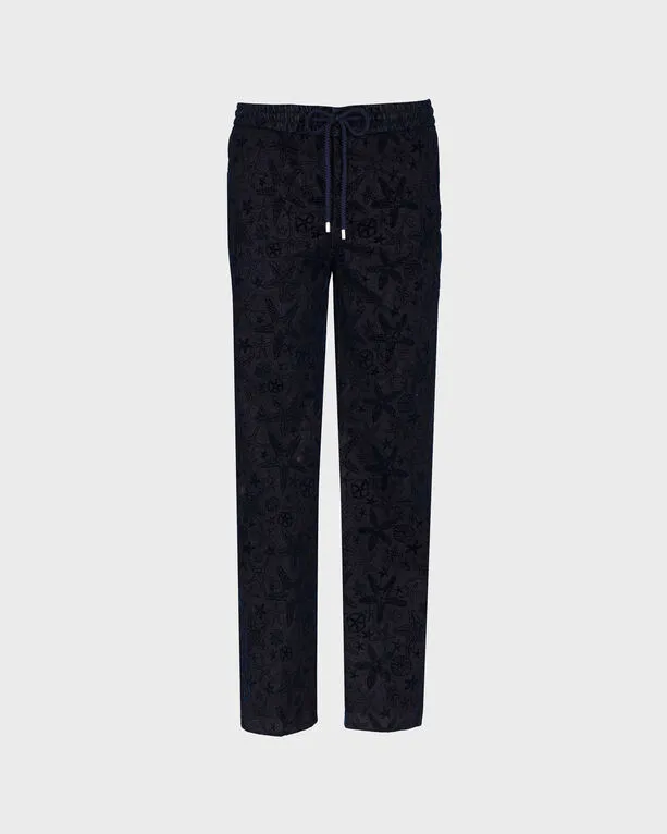 Vilebrequin - Beflockte Starlettes Denim Jogginghose Für Herren - Jeanshose - Clemence - Blau - Größe 34 Vilebrequin - Beflockte Starlettes Denim Jogginghose Für Herren - Jeanshose - Clemence - Blau - Größe 34