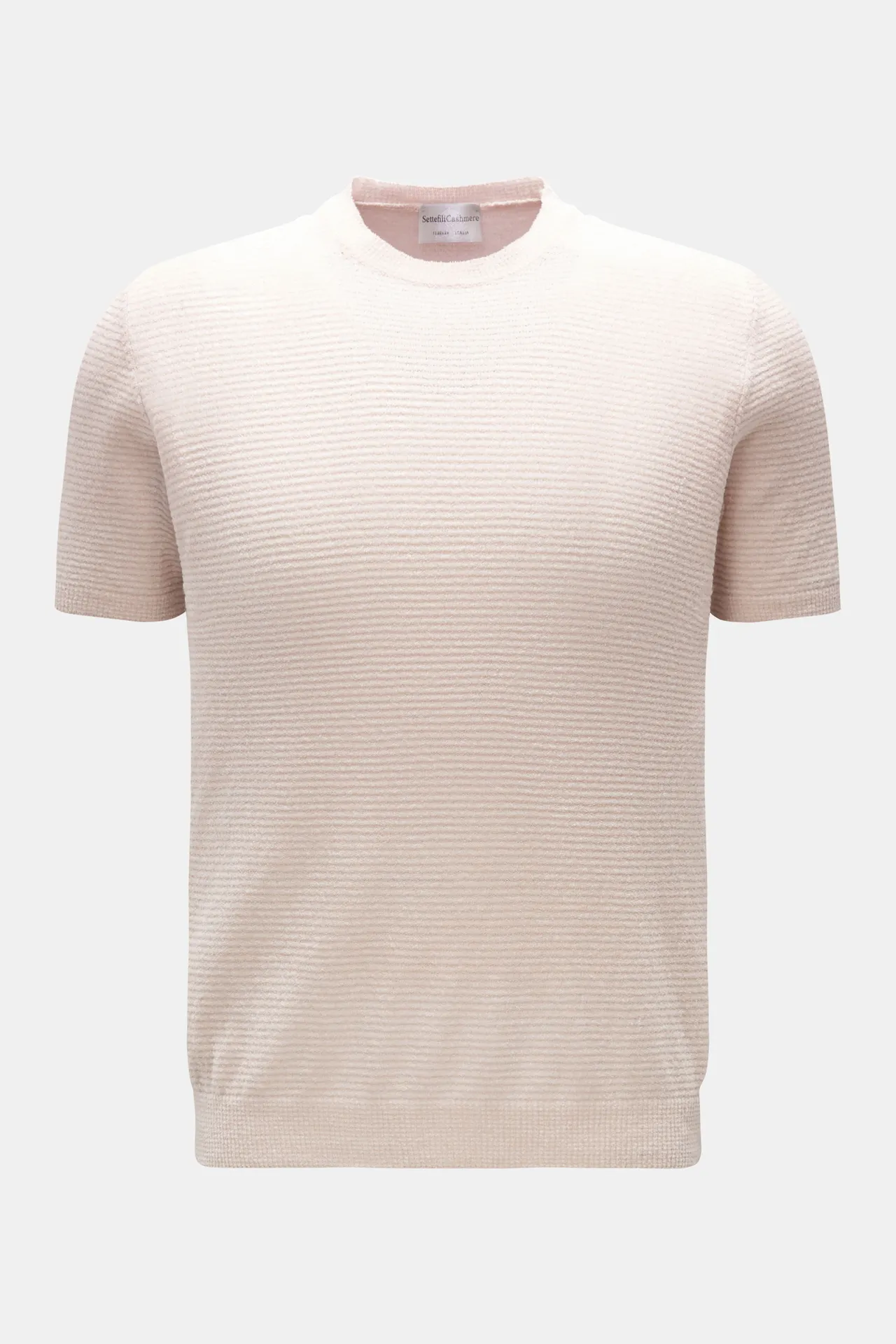 Settefili Cashmere - Herren - Kurzarm-Rundhalspullover %27Rigatino%27 rosé gestreift Settefili Cashmere - Herren - Kurzarm-Rundhalspullover %27Rigatino%27 rosé gestreift