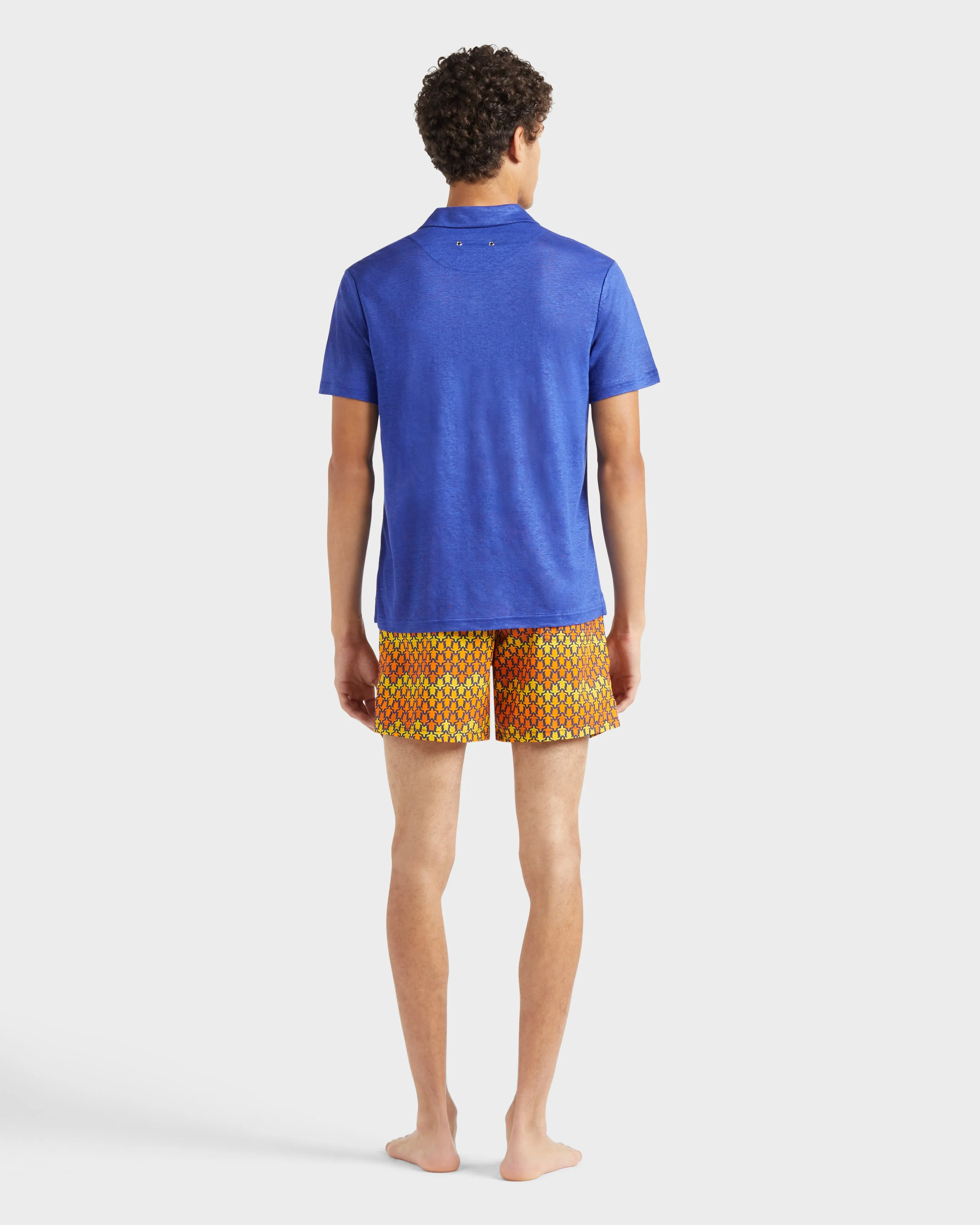 Vilebrequin - Einfarbiges Polohemd Aus Leinenjersey Für Herren - Polohemd - Pyramid - Blau - Größe 4XL – Bild 4