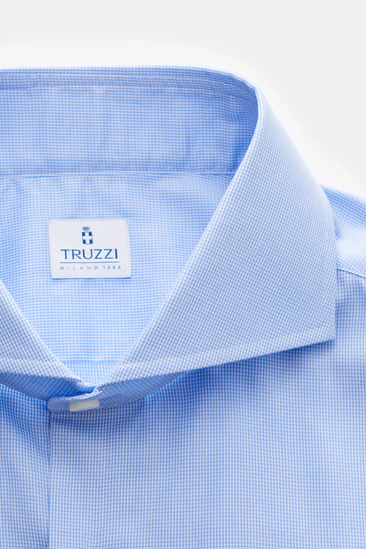 Truzzi - Herren - Business Hemd Haifisch-Kragen 'Napoli Busto' hellblau/weiß kariert – Bild 2