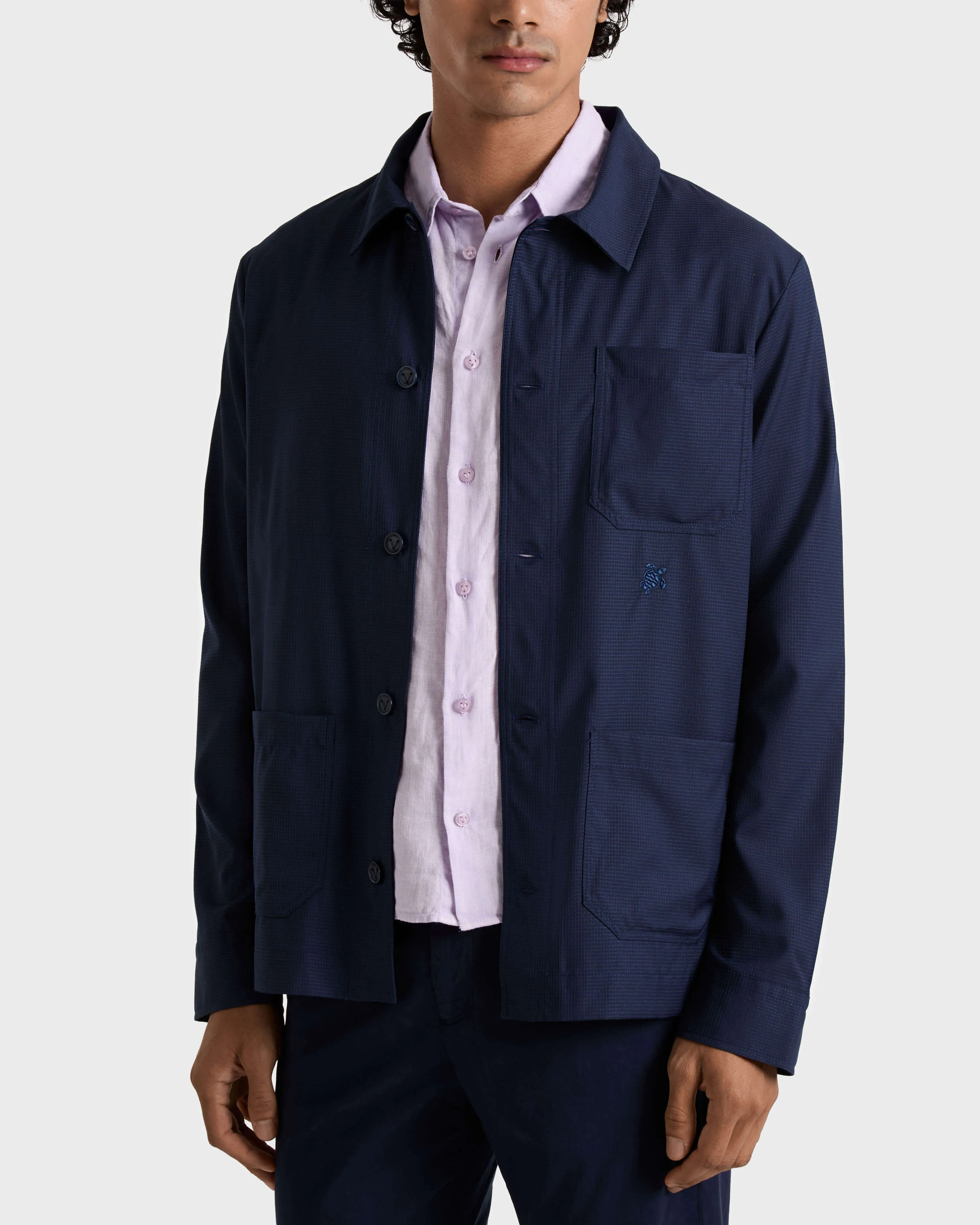 Vilebrequin - Micro Carreaux Herren-overshirt Aus Wolle - Jacke - Corentin - Blau - Größe S – Bild 3