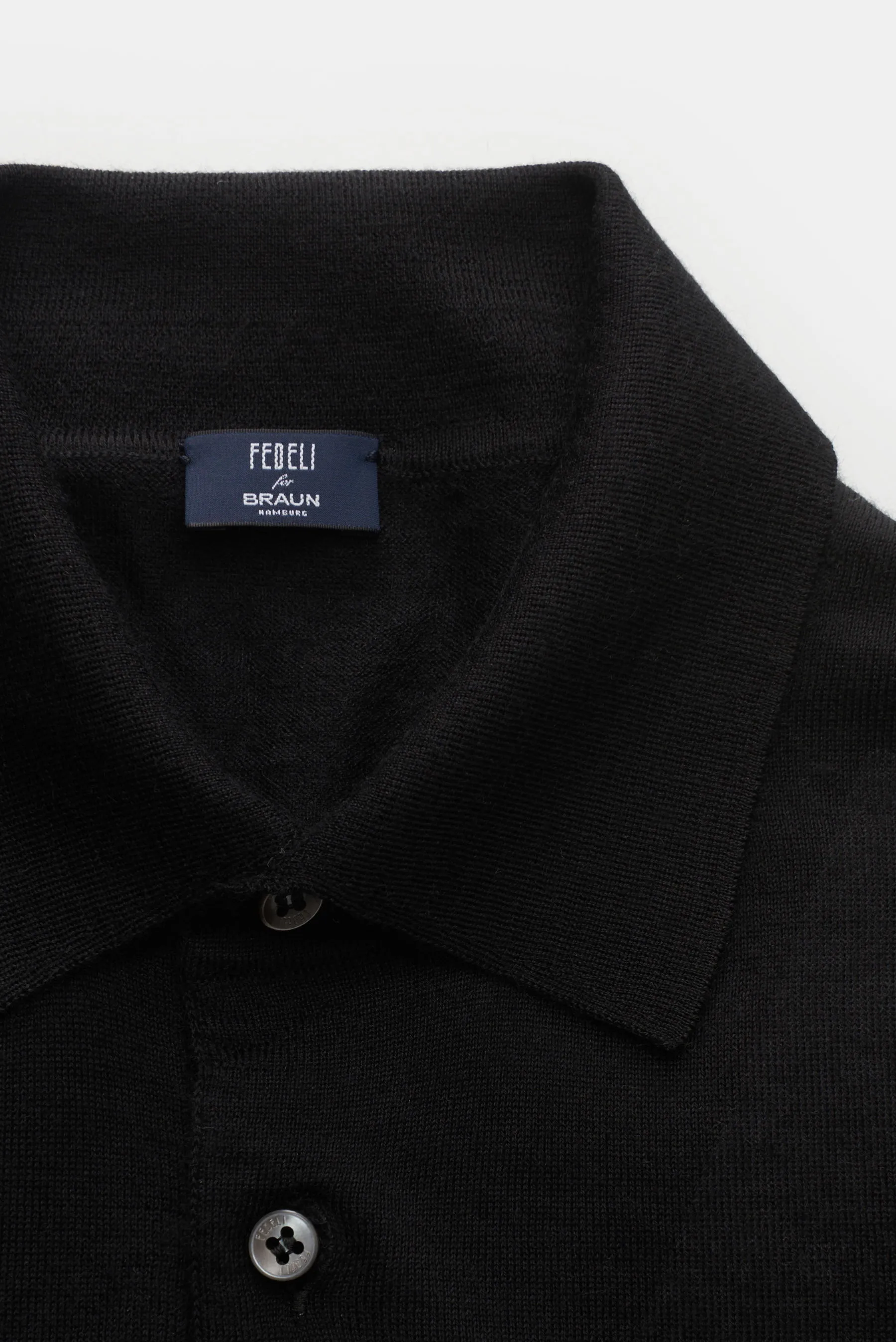 Fedeli - Herren - Cashmere-Seiden-Strickpolo 'Sportman' schwarz – Bild 2