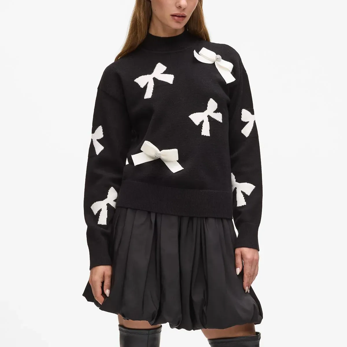 Karl Lagerfeld - Exklusiver Schleifenpullover - Größe XS - schwarz – Bild 4