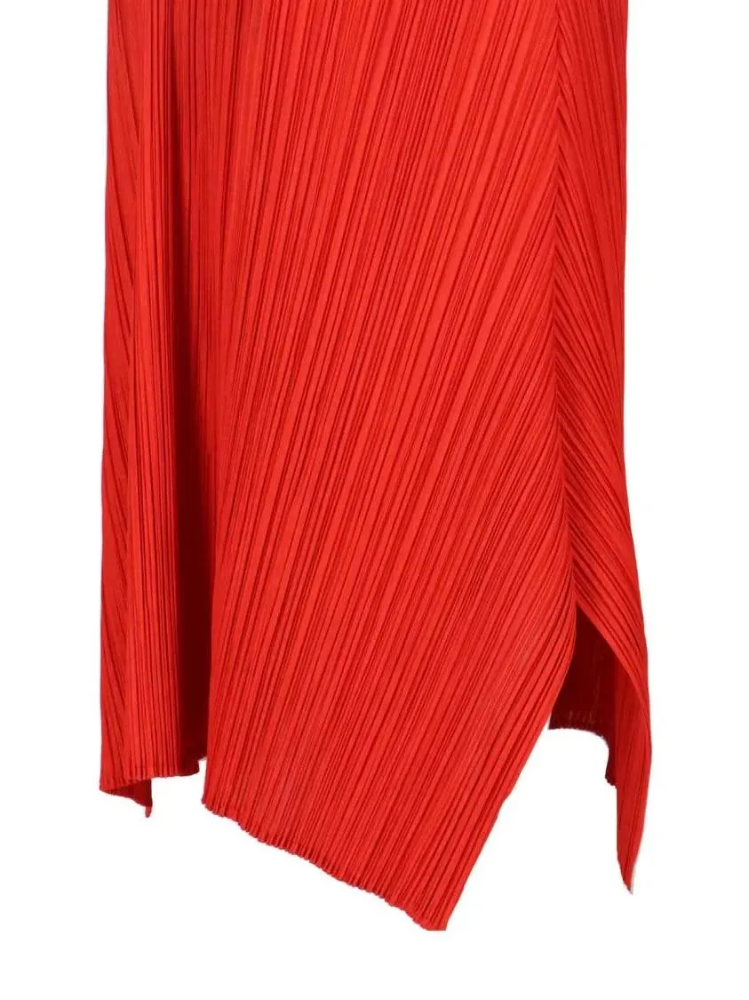ISSEY MIYAKE PLEATS PLEASE - Plissé Midi Dress – Red - Größe III - rot – Bild 2