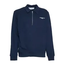 Department Five - Polo Collar Pullover With Half-Zip Closure - Größe L - blau Department Five - Polo Collar Pullover With Half-Zip Closure - Größe L - blau