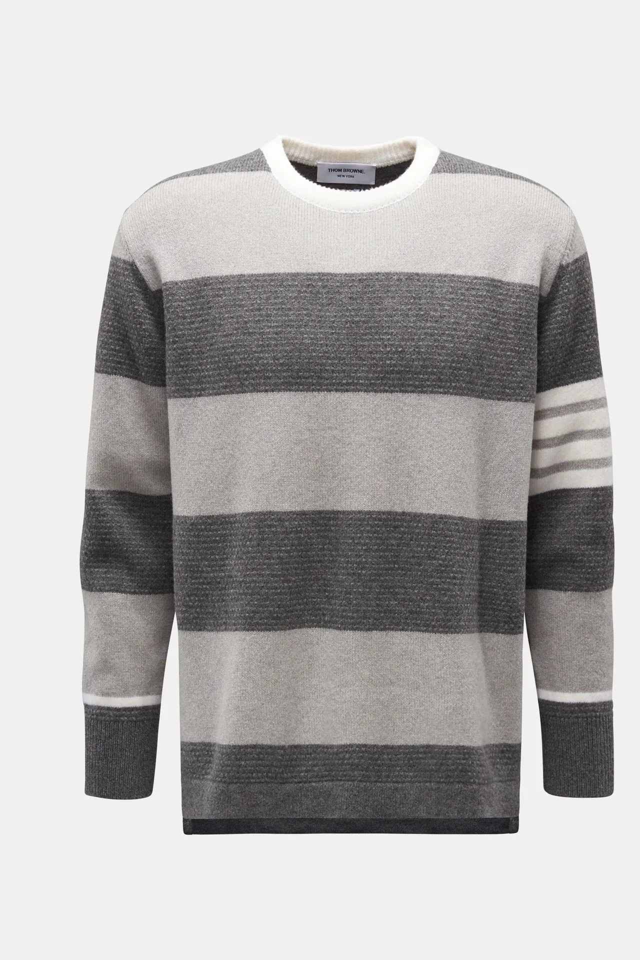 Thom Browne - Herren - Rundhalspullover grau/creme gestreift Thom Browne - Herren - Rundhalspullover grau/creme gestreift