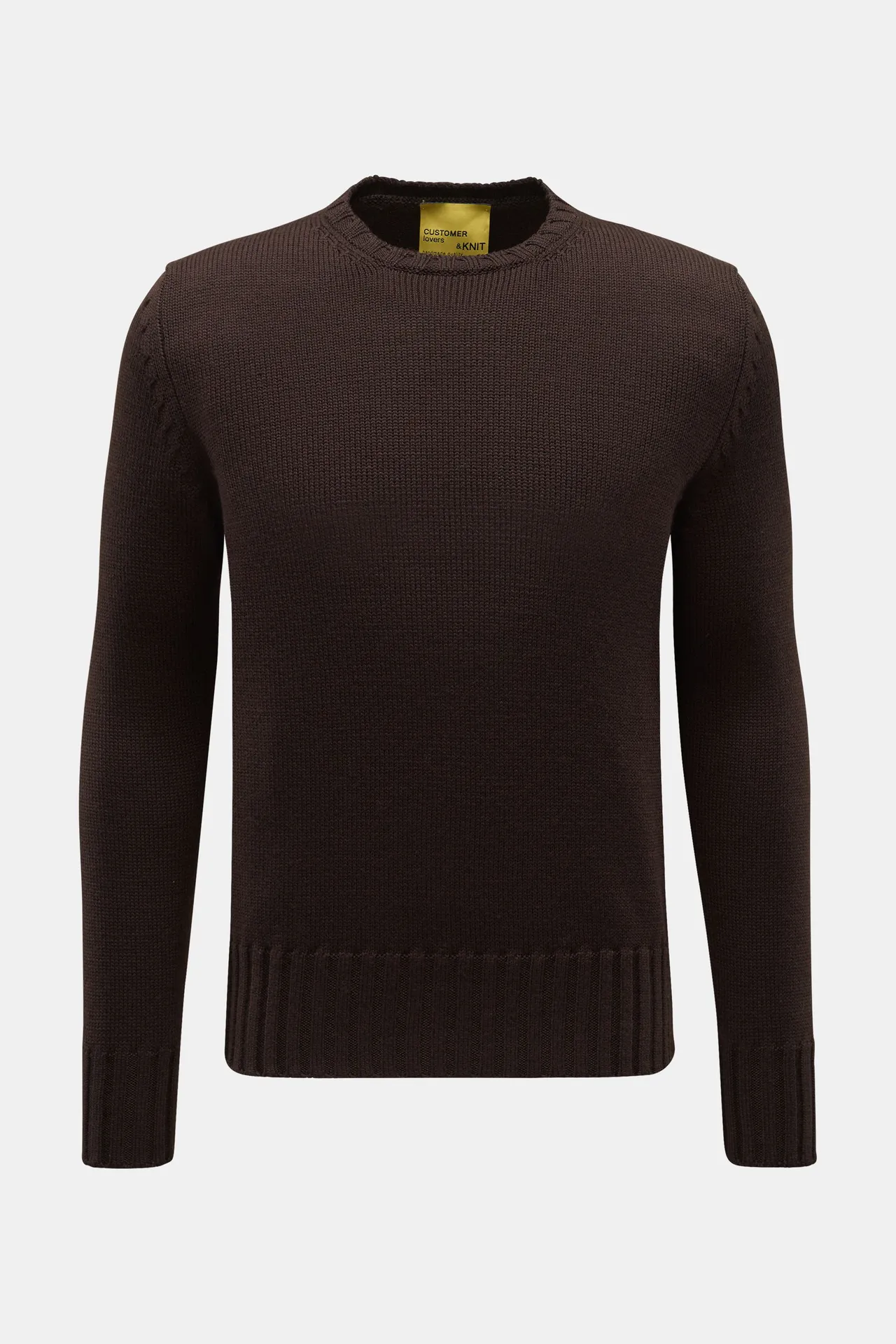 B.F. Knitwear - Herren - Merino Rundhalspullover dunkelbraun B.F. Knitwear - Herren - Merino Rundhalspullover dunkelbraun