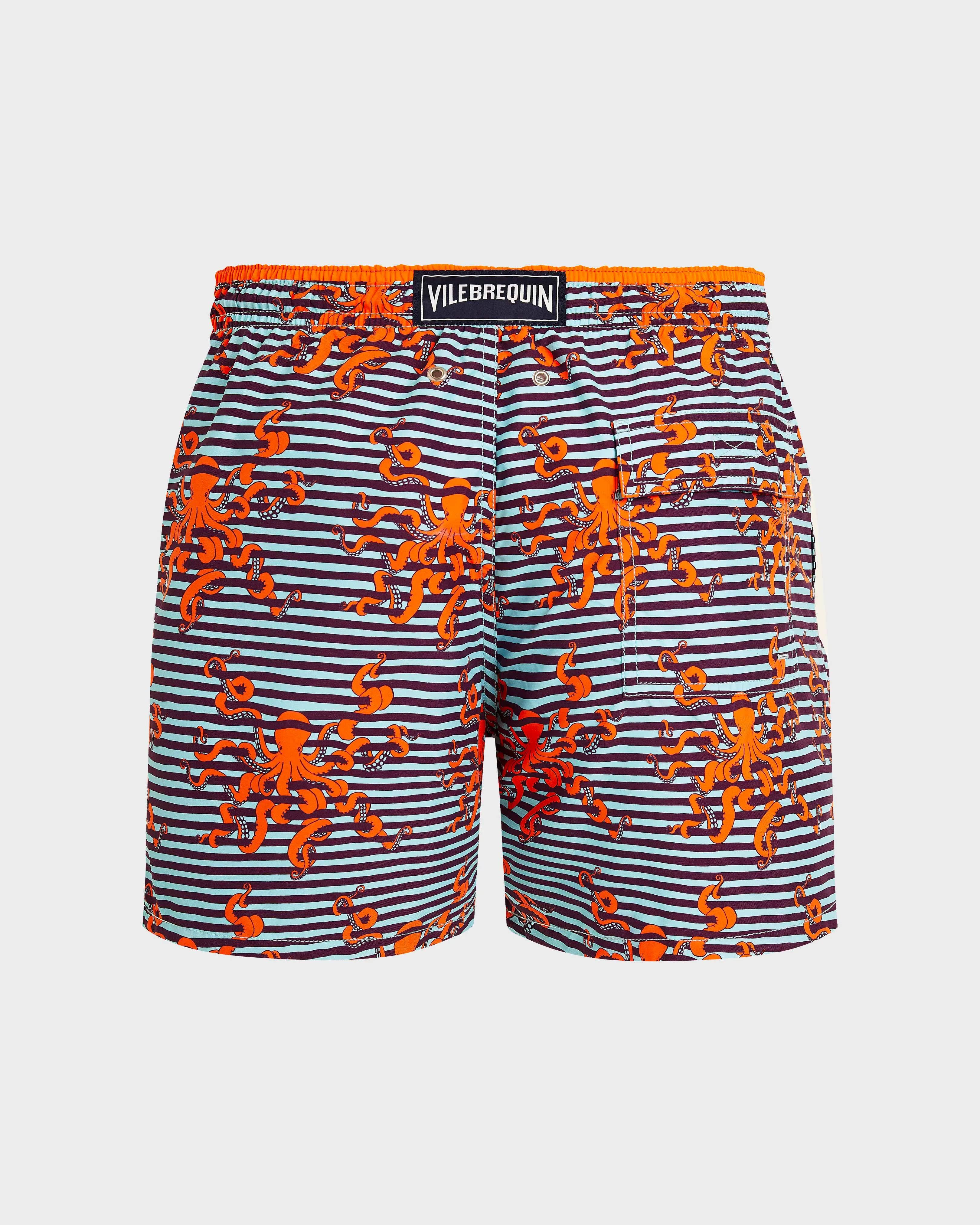 Vilebrequin - Zweifarbige Octopus Badeshorts Mit Streifen Für Herren - Bademode - Moka - Blau - Größe M – Bild 2