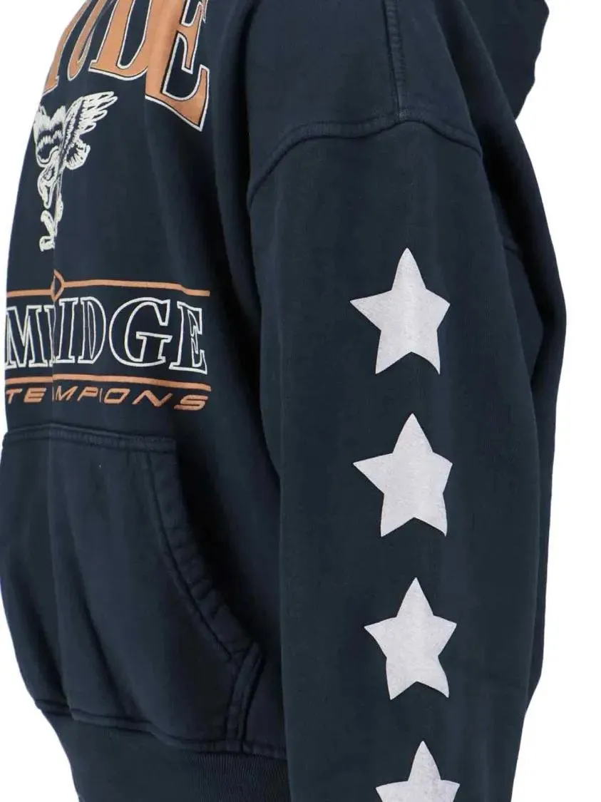 Rhude - Black Cotton Jersey Hoodie With Multicolor Logo - Größe M - blau – Bild 4