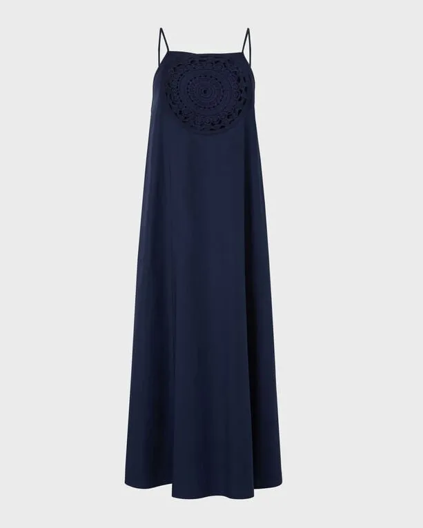 Vilebrequin - Midi-kleid Aus Popeline Mit Häkel-medaillon - Kleid - Lizie - Blau - Größe L Vilebrequin - Midi-kleid Aus Popeline Mit Häkel-medaillon - Kleid - Lizie - Blau - Größe L