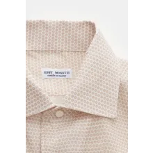 Eddy Monetti - Herren - Leinenhemd Kent-Kragen weiß/beige gemustert