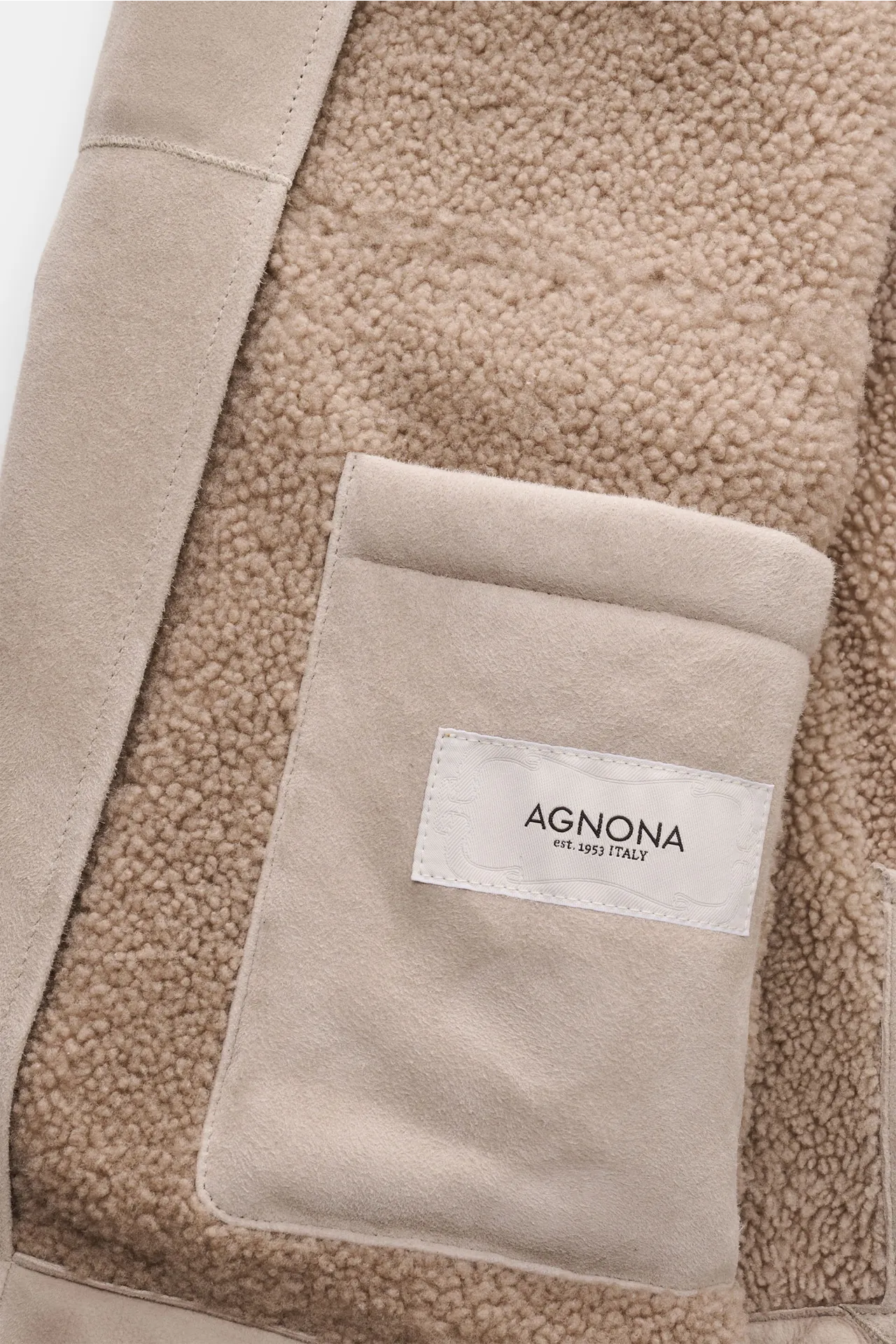 Agnona - Herren - Lammfelljacke sand – Bild 5