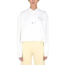 Opening Ceremony - Cropped Hoodie With Artistic Graphics - Größe L - weiß Opening Ceremony - Cropped Hoodie With Artistic Graphics - Größe L - weiß