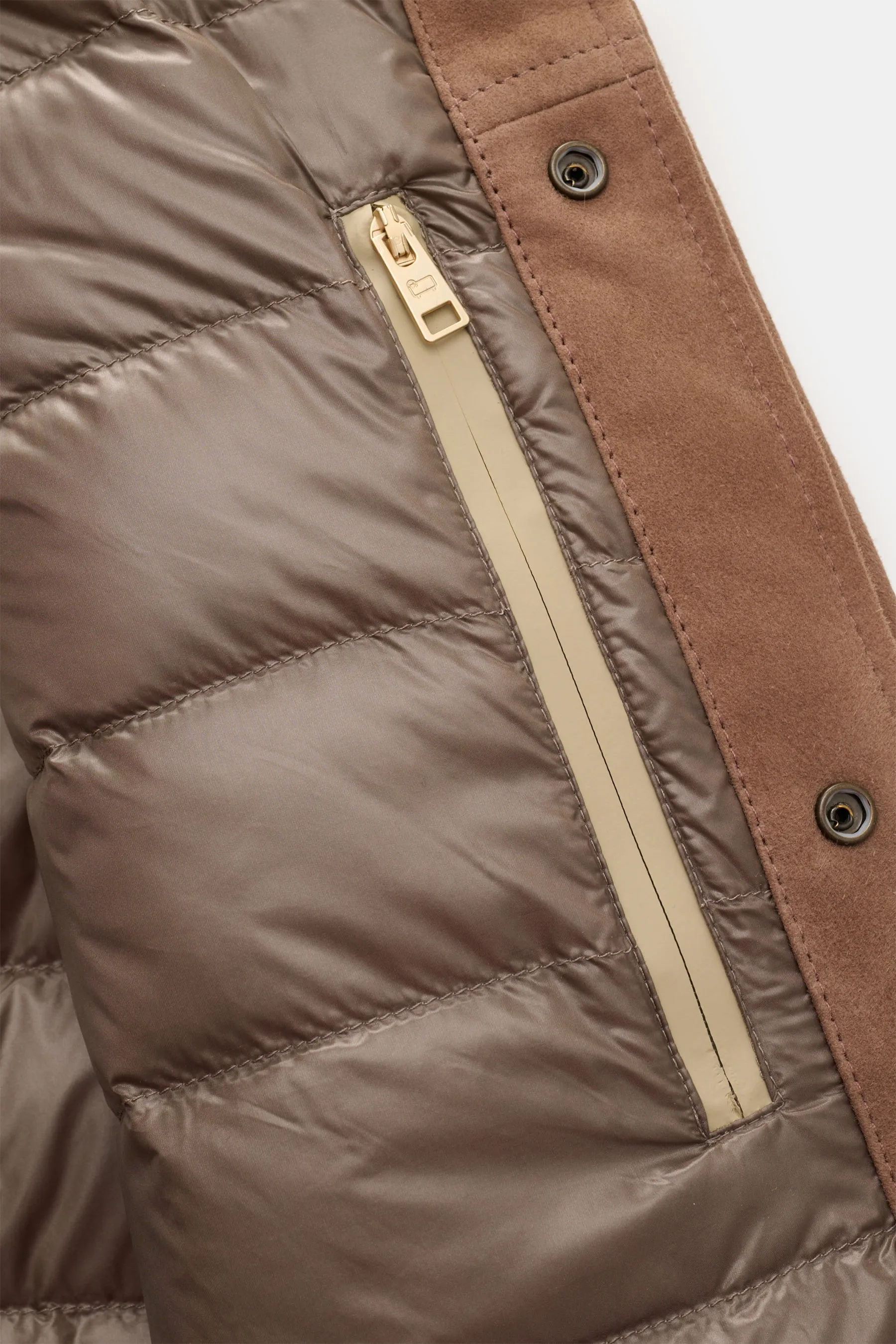 Woolrich - Herren - Veloursleder-Daunenjacke braun – Bild 6