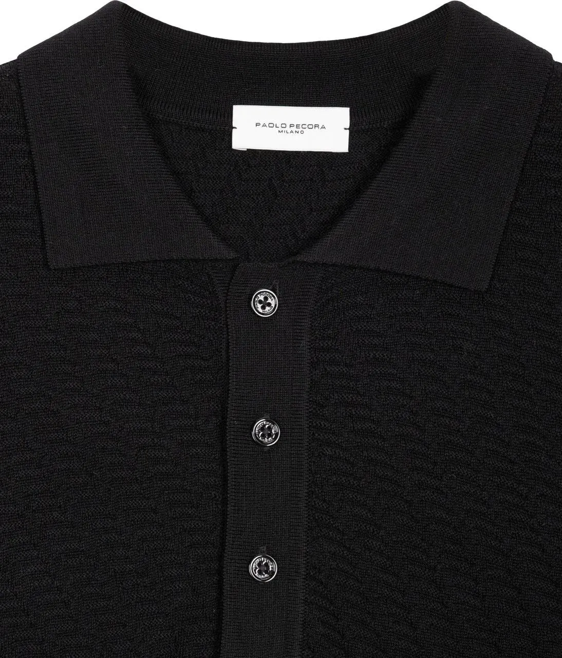 Paolo Pecora - Knit sweater with polo collar - Größe XL - schwarz – Bild 2