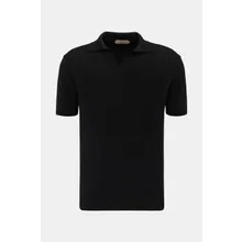 Aurélien - Herren - Merino Kurzarm-Strickpolo schwarz Aurélien - Herren - Merino Kurzarm-Strickpolo schwarz