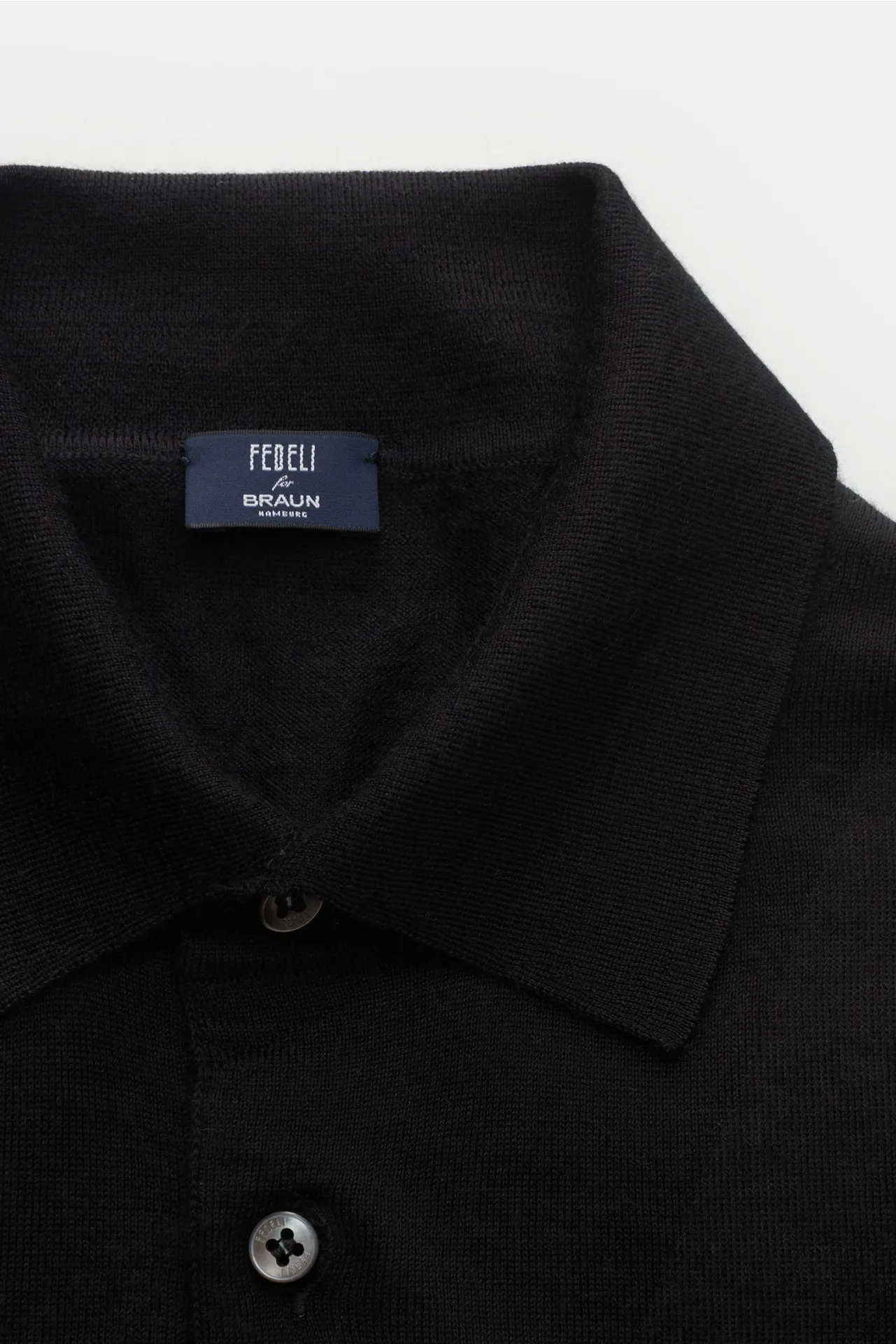 Fedeli - Herren - Cashmere-Seiden-Strickpolo 'Sportman' schwarz – Bild 2