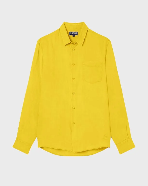 Vilebrequin - Solid Hemd Aus Leinen Für Herren - Hemd - Caroubis - Gelb - Größe M Vilebrequin - Solid Hemd Aus Leinen Für Herren - Hemd - Caroubis - Gelb - Größe M