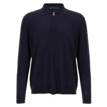 Kiton - Wool Knit Polo Shirt With Classic Collar And Half- - Größe L - blau Kiton - Wool Knit Polo Shirt With Classic Collar And Half- - Größe L - blau
