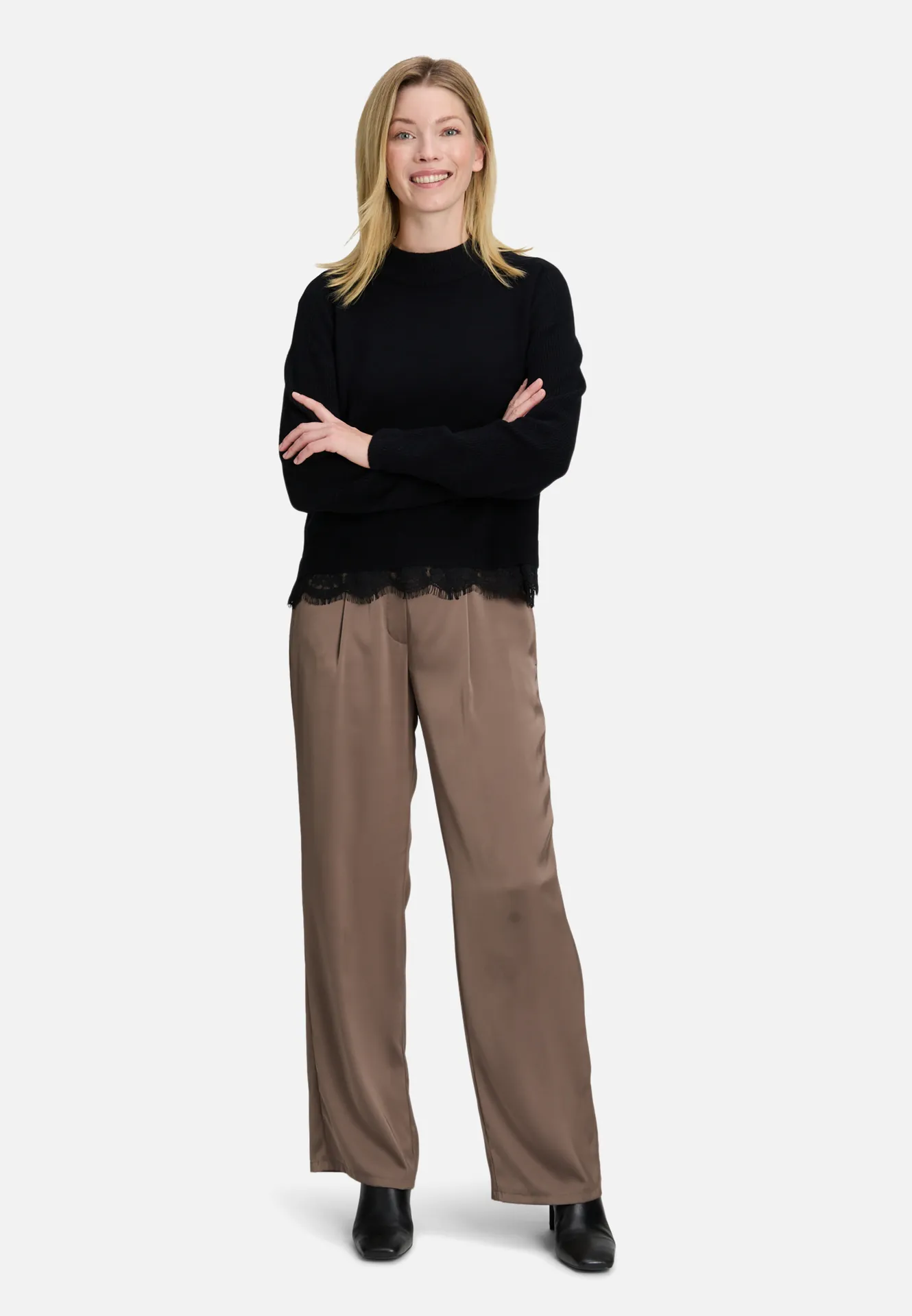 Feinstrickpullover mit Spitzenkante – Bild 2