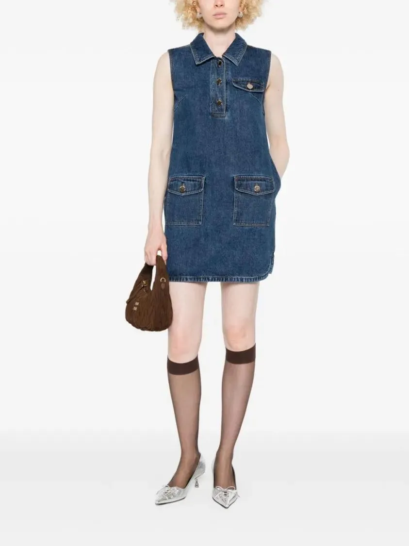 self-portrait - Indigo Blue Sleeveless Mini Dress With Classic Spr - Größe 8 - blue – Bild 4