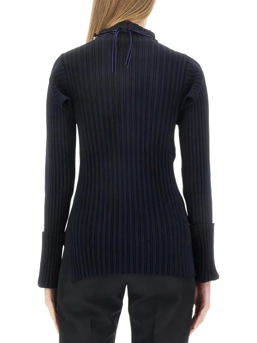 Philosophy Di Lorenzo Serafini - Ribbed Stretch Knit Top - Größe 40 - blau – Bild 3