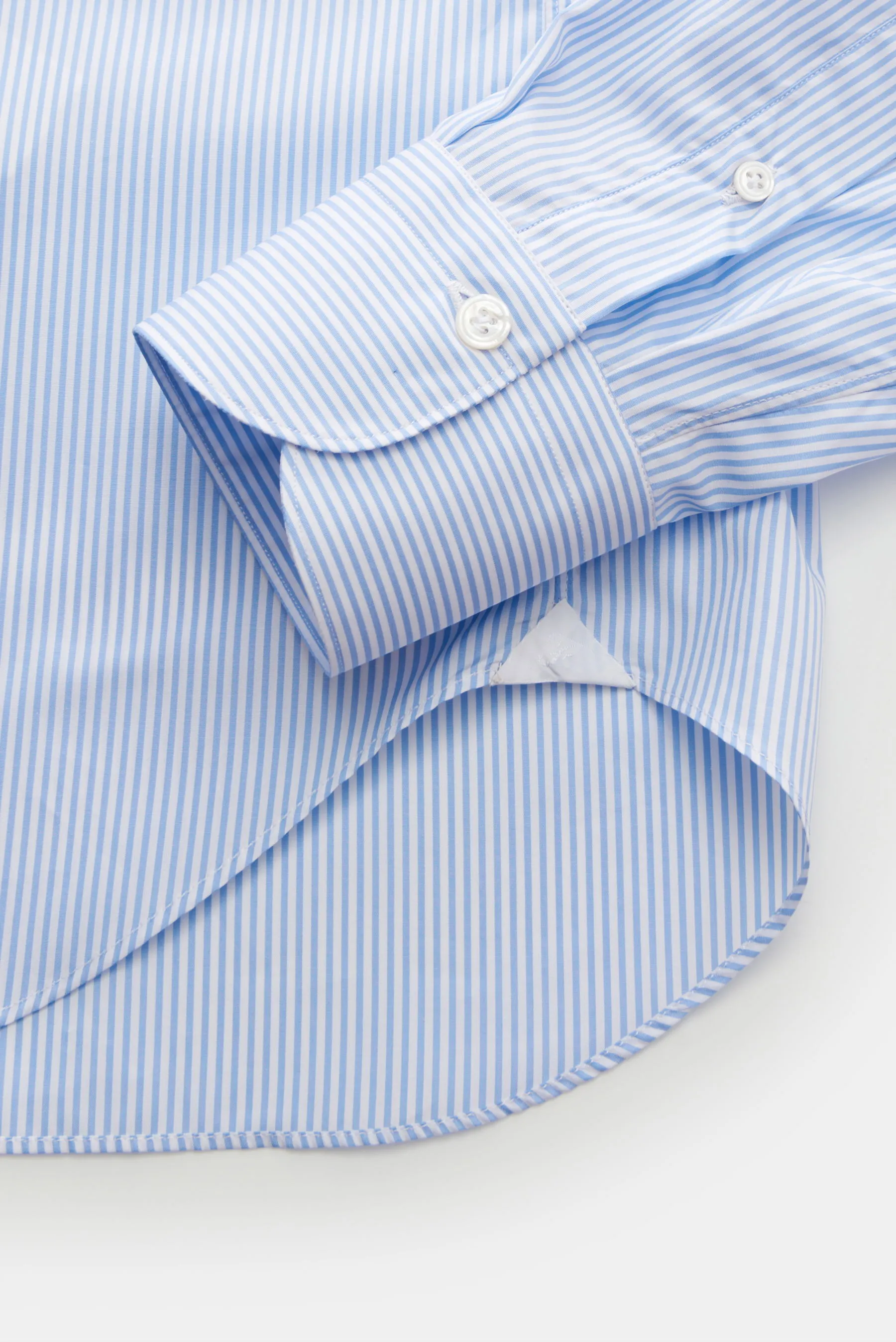 Finamore - Herren - Business Hemd 'Sergio Milano' Haifisch-Kragen hellblau/weiß gestreift – Bild 5