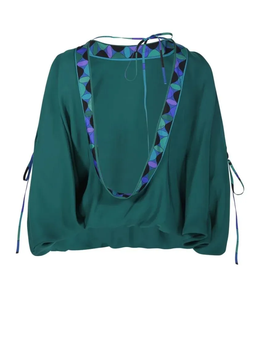 Emilio Pucci - Relaxed Silhouette Blouse With Geometric Pattern - Größe 38 - grün – Bild 3
