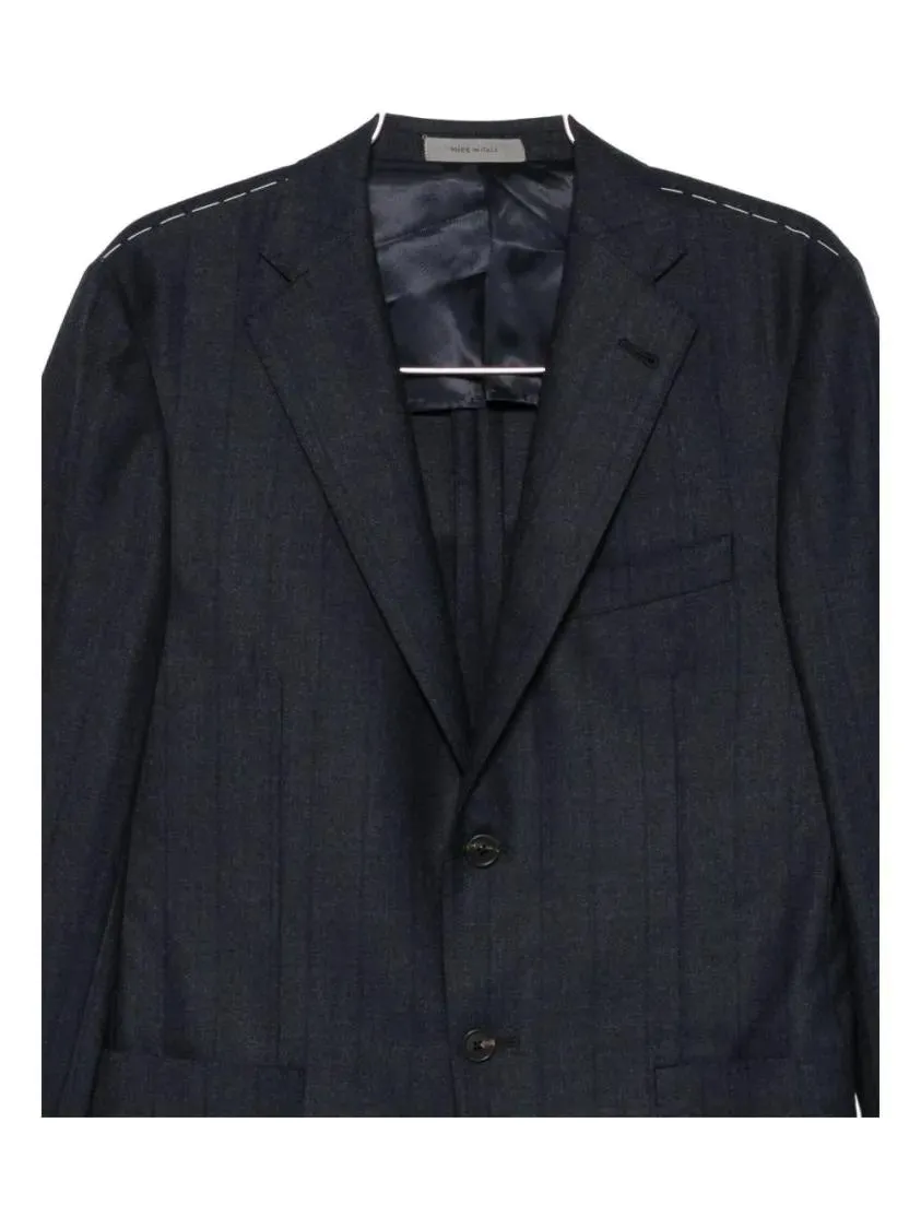 Corneliani - Blue Virgin Wool And Cashmere Suit Jacket - Größe 50 - schwarz – Bild 2