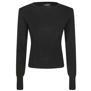 Dondup - Fitted Ribbed Knit Sweater With Classic Round Neck - Größe 42 - schwarz Dondup - Fitted Ribbed Knit Sweater With Classic Round Neck - Größe 42 - schwarz