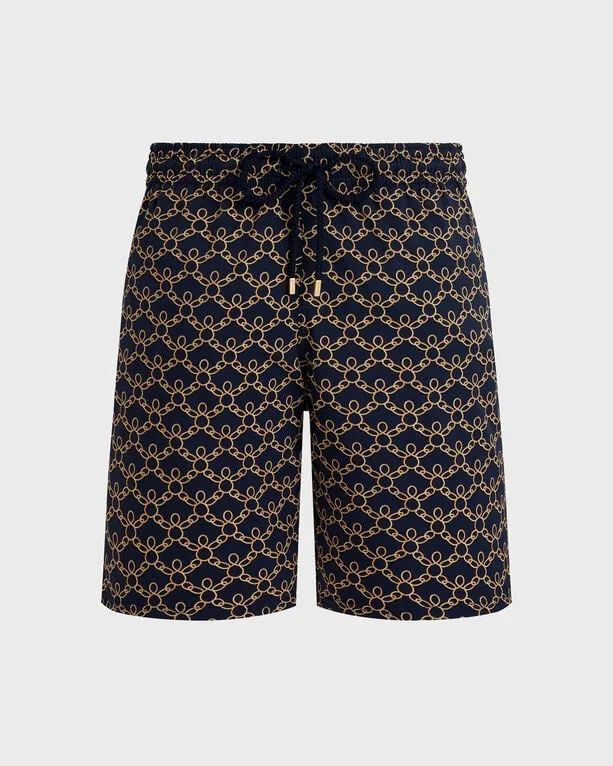 Vilebrequin - Lange Turtles Chain Stretch-badeshorts Für Herren - Bademode - Okorise - Blau - Größe XXL Vilebrequin - Lange Turtles Chain Stretch-badeshorts Für Herren - Bademode - Okorise - Blau - Größe XXL