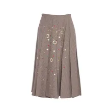 5 Progress - Midi Pleated Skirt With Decorative Elements - Größe M - beige 5 Progress - Midi Pleated Skirt With Decorative Elements - Größe M - beige