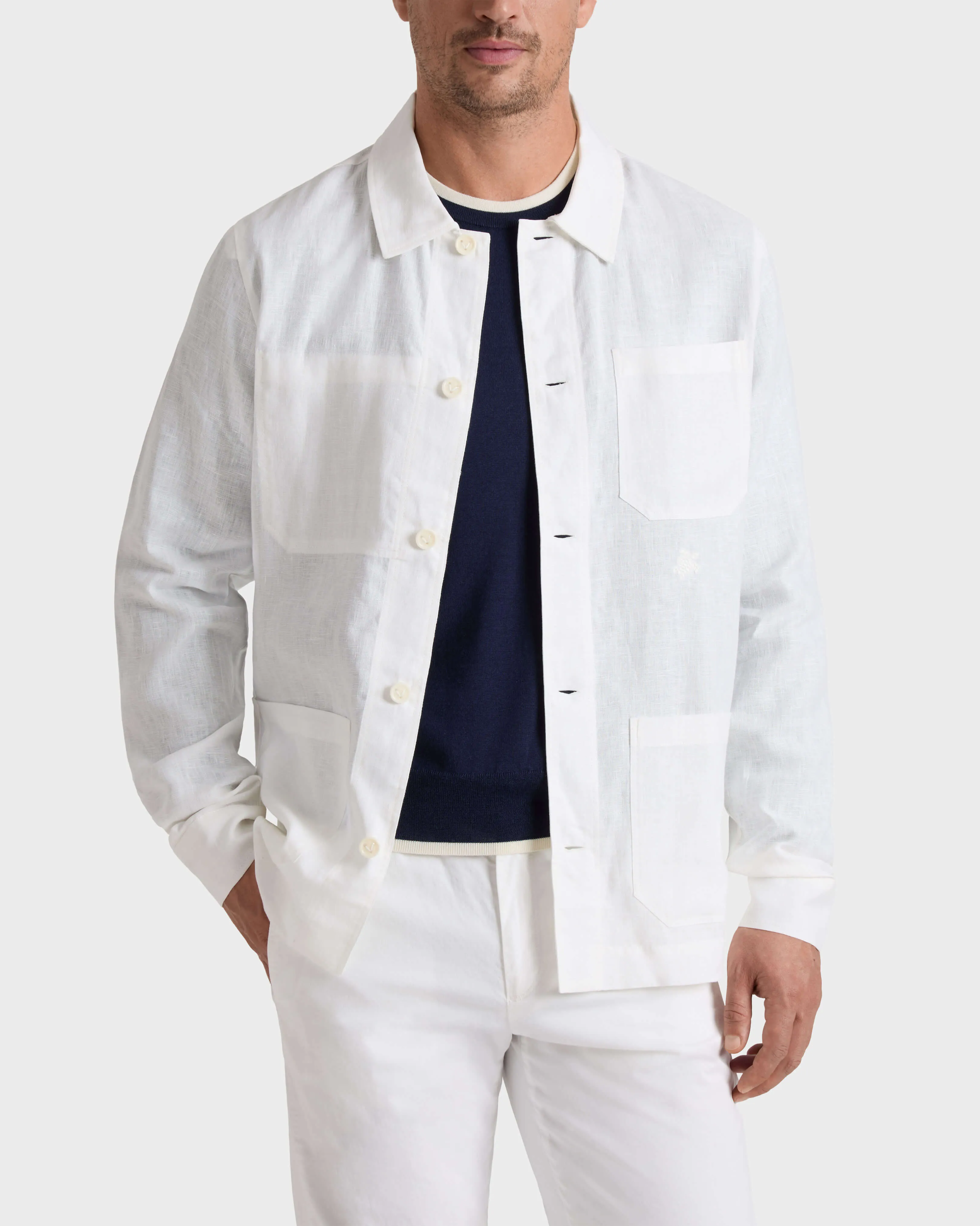 Vilebrequin - Herren-leinen-overshirt Uni - Jacke - Corentin - Weiss - Größe L – Bild 3