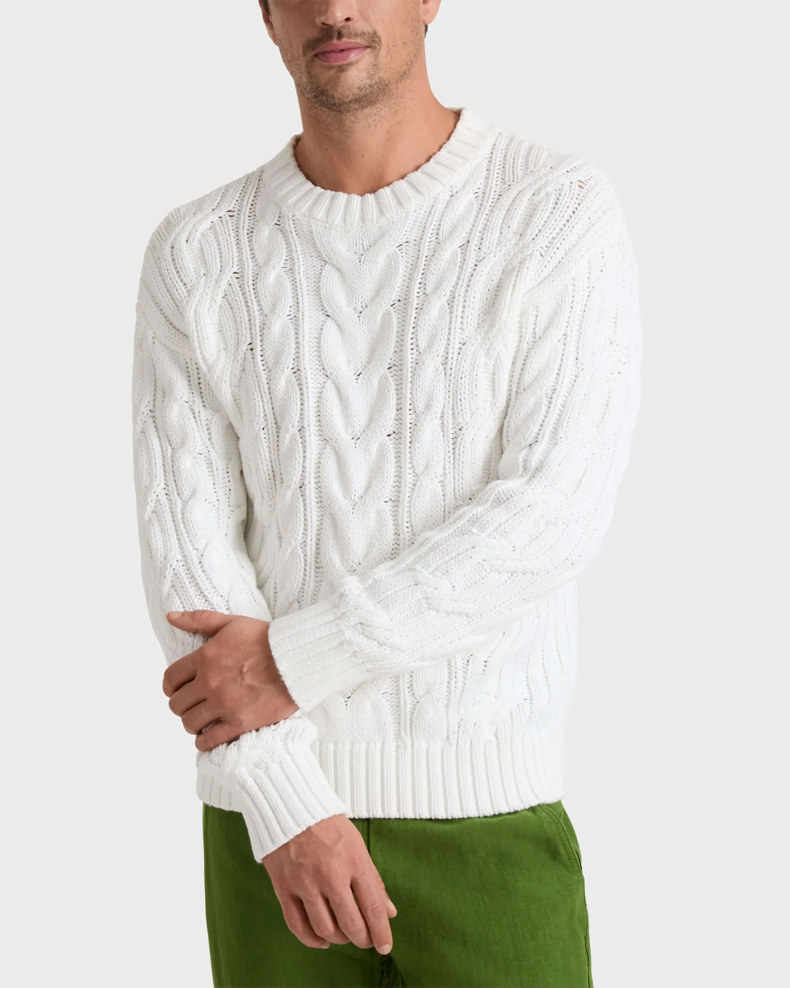 Vilebrequin - Herren Zopfmuster-baumwollpullover - Pullover - Philippe - Weiss - Größe L – Bild 3