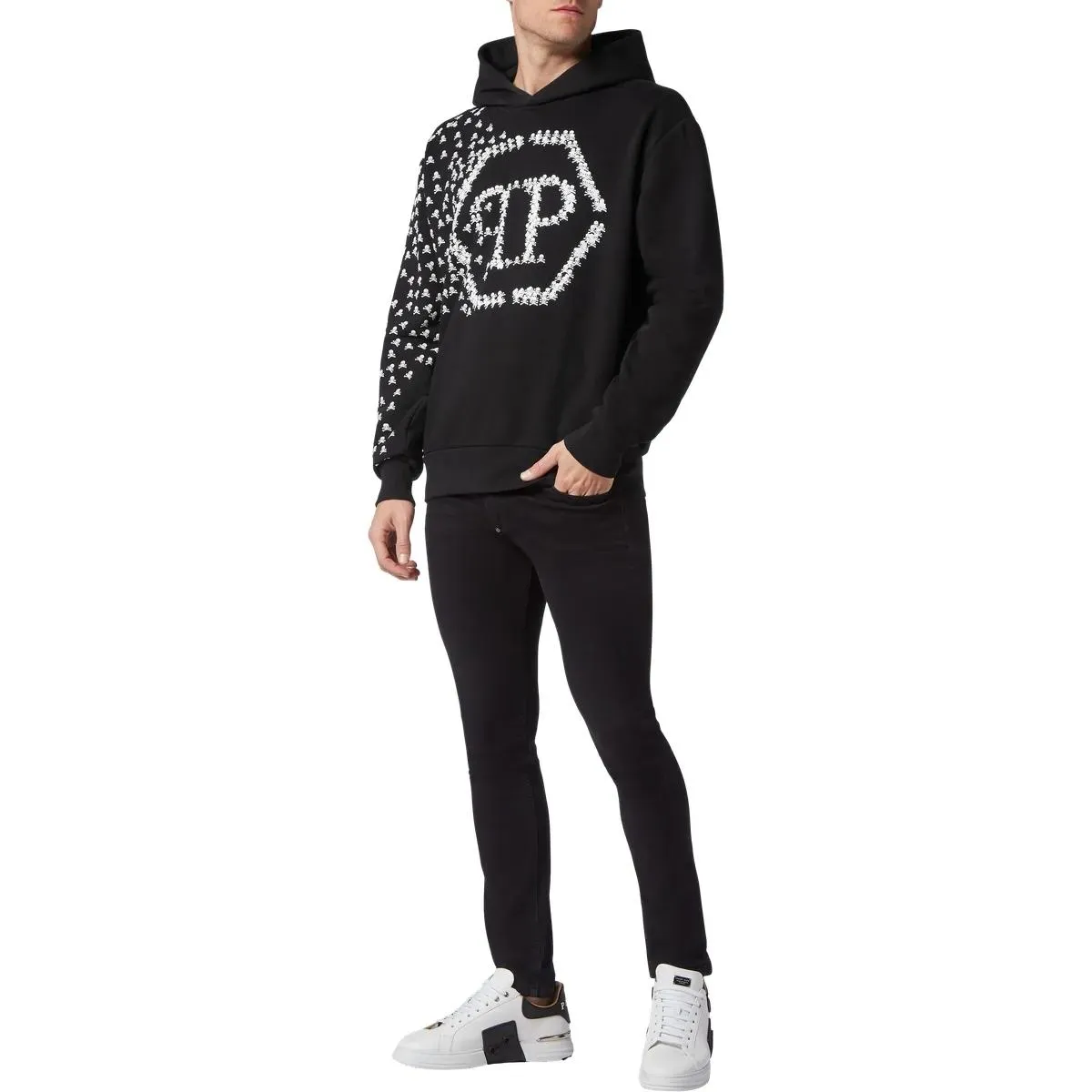 Philipp Plein - Hoodie Skull&Bones - Größe L - schwarz – Bild 2