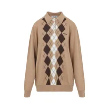 Miu Miu - Argyle Pattern Cashmere Sweater With Polo Collar - Größe 42 - braun Miu Miu - Argyle Pattern Cashmere Sweater With Polo Collar - Größe 42 - braun