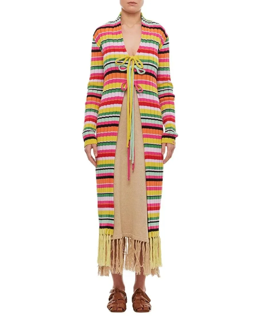 Gio Giovanni Gerosa - Cotton Fringes Long Cardigan - Größe ONE SIZE - bunt Gio Giovanni Gerosa - Cotton Fringes Long Cardigan - Größe ONE SIZE - bunt
