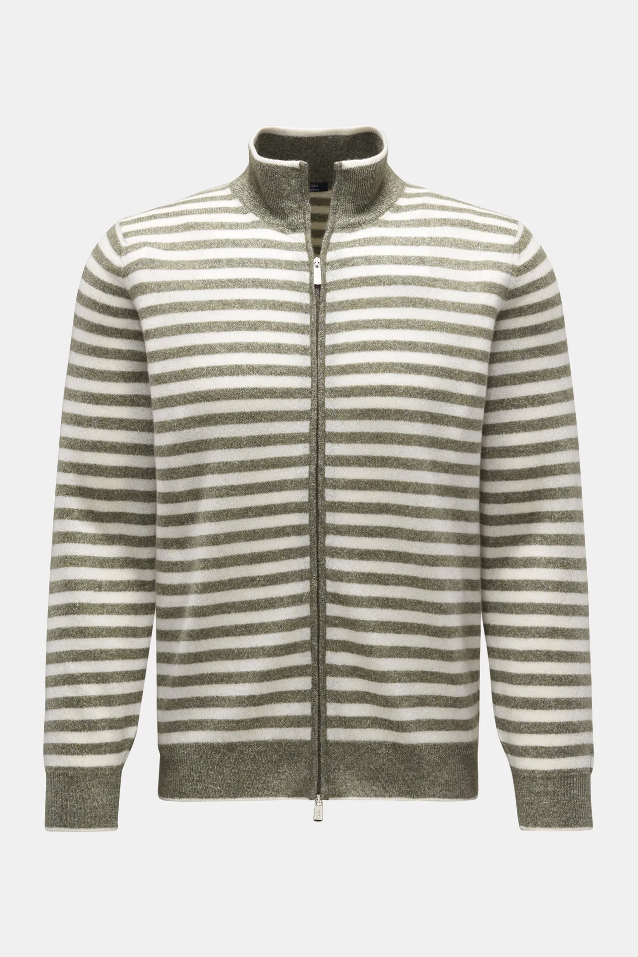 Fedeli - Herren - Strickjacke oliv/creme gestreift Fedeli - Herren - Strickjacke oliv/creme gestreift