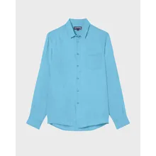 Vilebrequin - Einfarbiges Hemd Aus Leinen Für Herren - Hemd - Caroubis - Blau - Größe XL Vilebrequin - Einfarbiges Hemd Aus Leinen Für Herren - Hemd - Caroubis - Blau - Größe XL