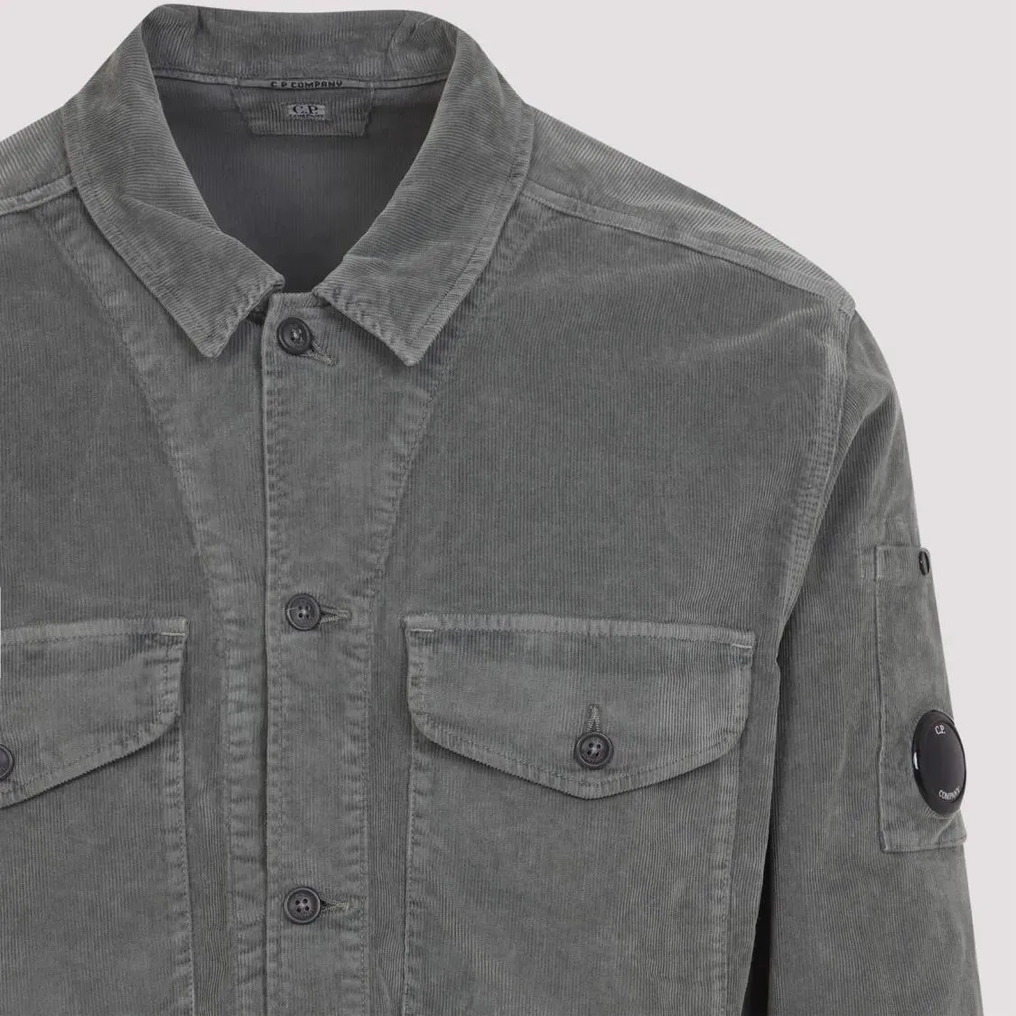 CP Company - Textured Grey Shirt With Flap Pockets - Größe S - grau – Bild 2