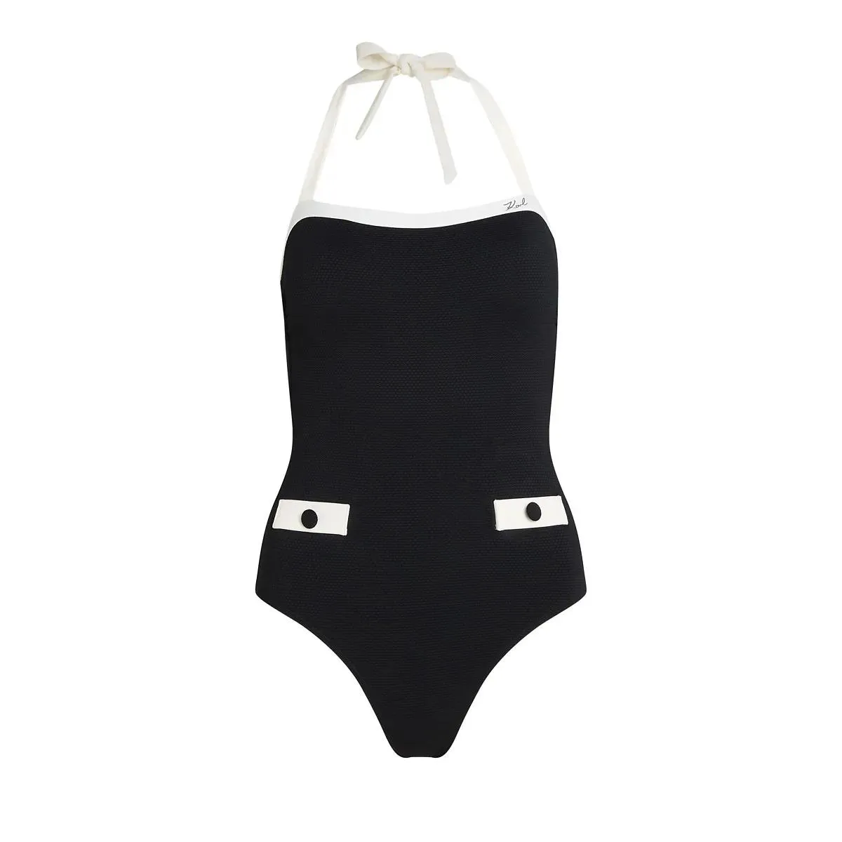 Karl Lagerfeld - K/SIGNATURE MONOCHROMER BADEANZUG Badeanzug - Größe M - weiß Karl Lagerfeld - K/SIGNATURE MONOCHROMER BADEANZUG Badeanzug - Größe M - weiß