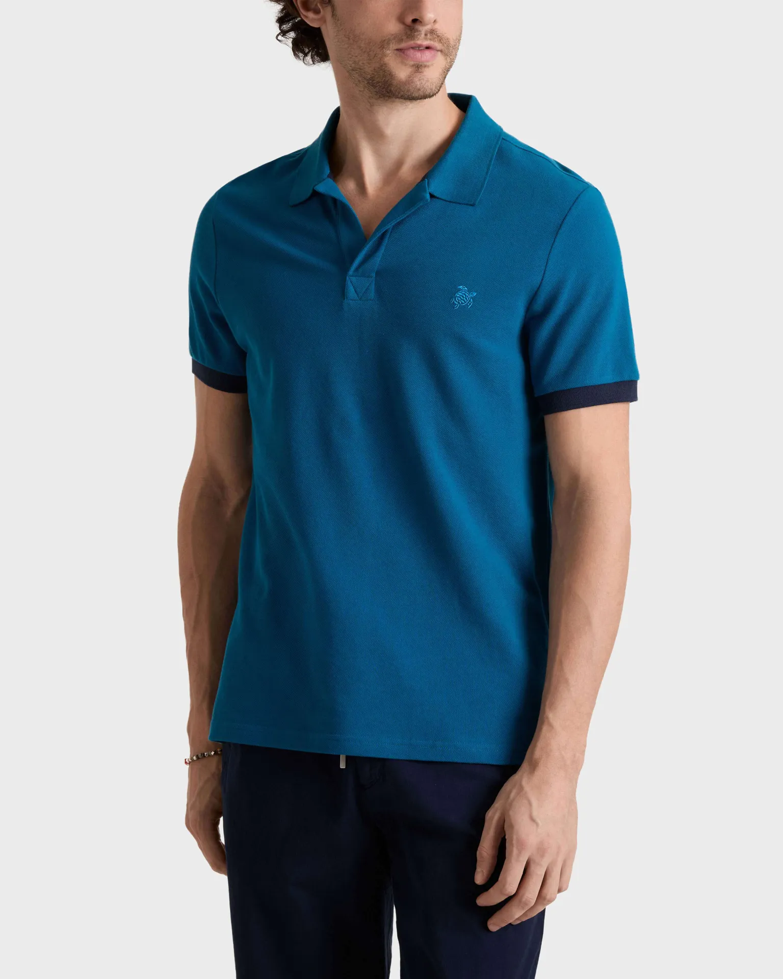 Vilebrequin - Solid Polohemd Aus Baumwolle Für Herren - Polohemd - Palatin - Blau - Größe L – Bild 3