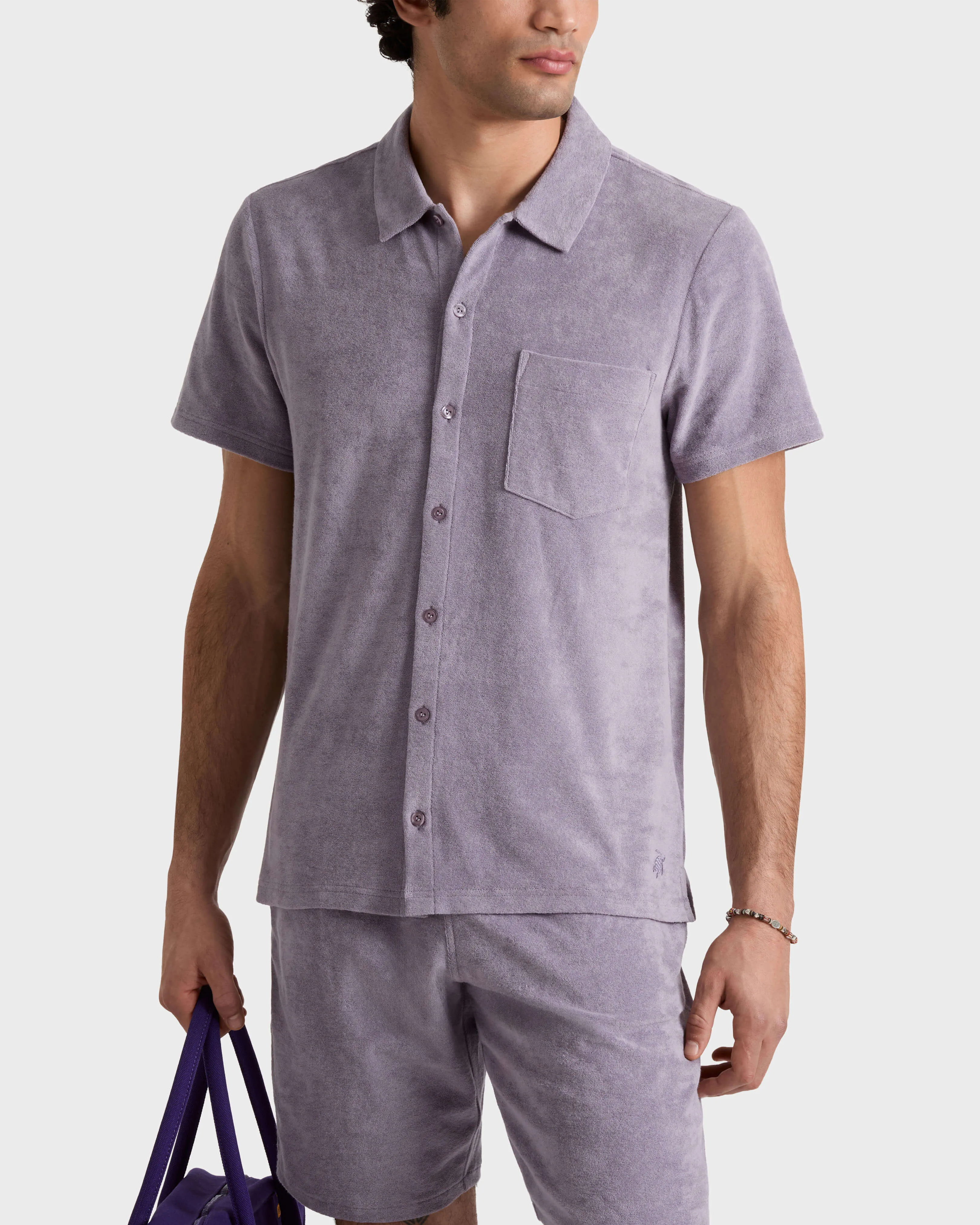 Vilebrequin - Solid Bowling-hemd Aus Frottee Für Herren - Hemd - Charli - Violett - Größe XXL – Bild 3