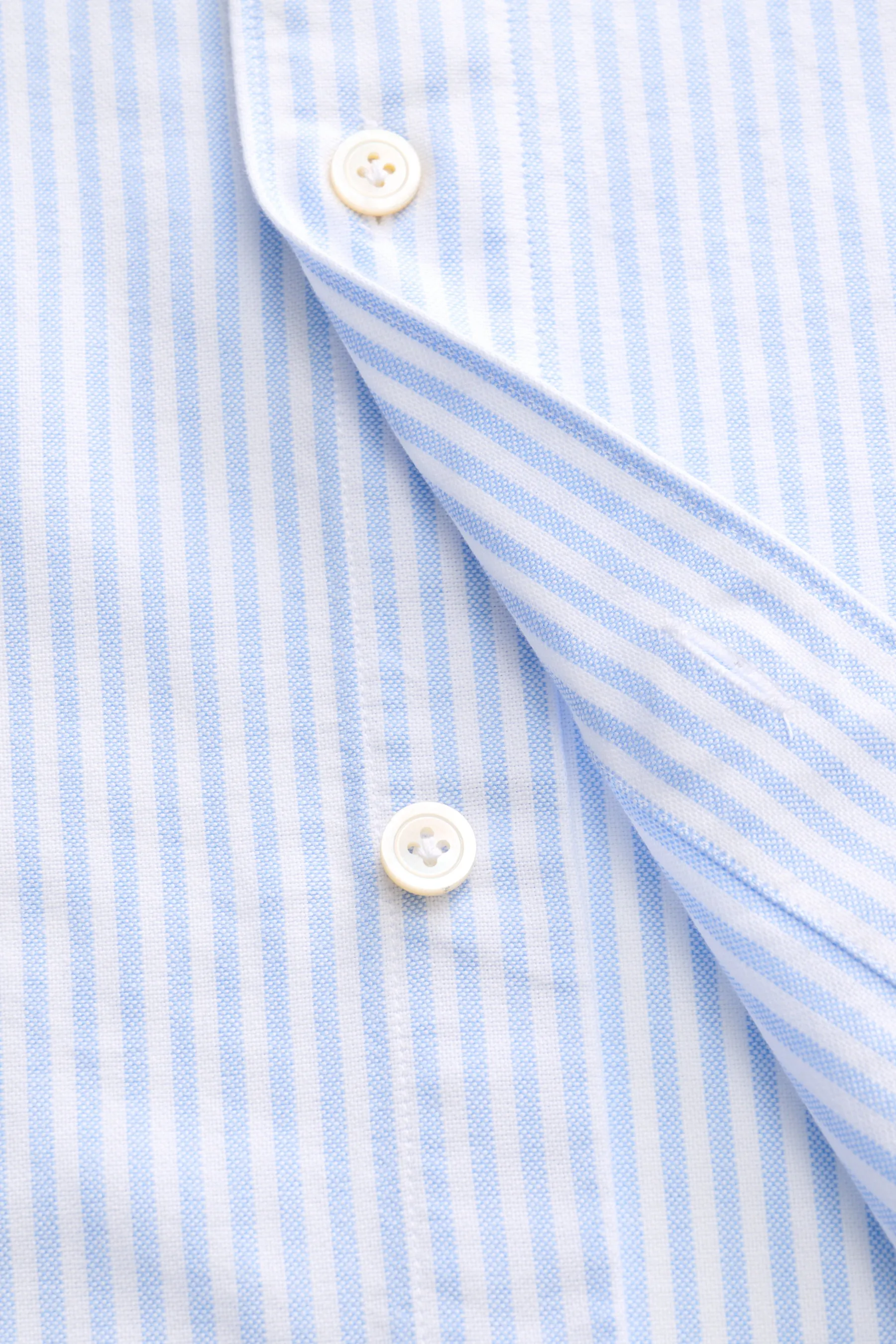 Finamore - Herren - Oxford-Hemd 'Lorenzo Gaeta' Grandad-Kragen hellblau/weiß gestreift – Bild 5