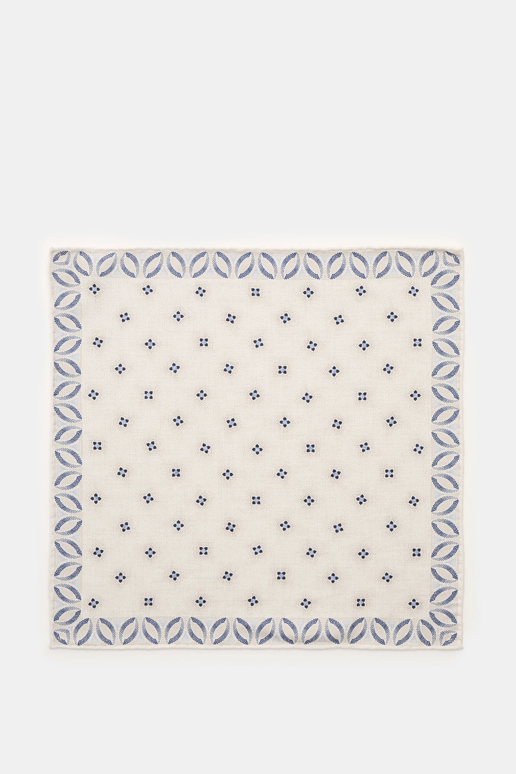 Brunello Cucinelli - Herren - Seiden-Einstecktuch creme/sand/dunkelblau gemustert – Bild 3