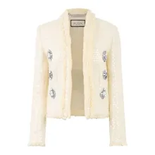 Philipp Plein - Tweed Bolero Paillettes - Größe L - weiß Philipp Plein - Tweed Bolero Paillettes - Größe L - weiß